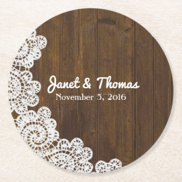 Untersetzer für Hochzeitspapier aus Holz und Spitz