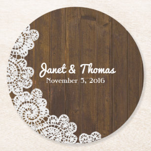 Untersetzer für Hochzeitspapier aus Holz und Spitz