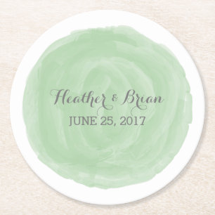 Untersetzer für Hochzeitspapier mit grünem, runden