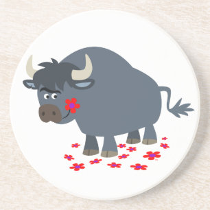 Untersetzer für niedliche Cartoon Bull und Red Blo