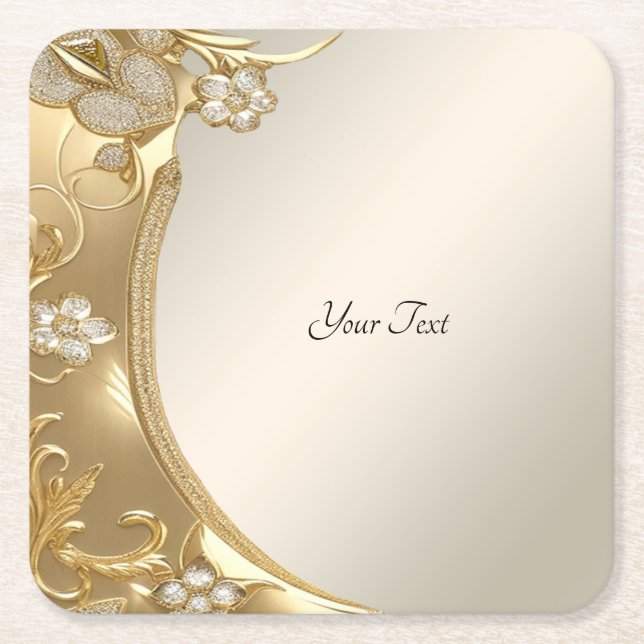 Untersetzer für Verziertes Blumenpapier aus Gold (Vorderseite)