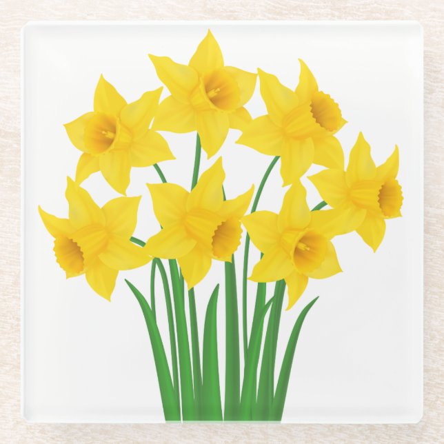 Untersetzer-Gelbe Daffodien Glasuntersetzer (Vorderseite)