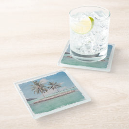 Untersetzer, Glas - Beach Island Glasuntersetzer
