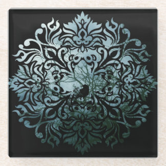 Untersetzer-Glas - sitzender Rabe Glasuntersetzer