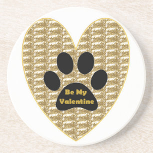 Untersetzer Gold Ribbed Black Paw Herzlich Willkom