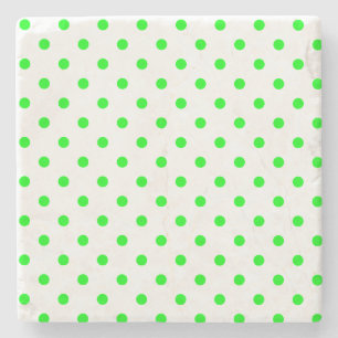Untersetzer Green und White Polka Dots Square