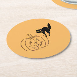 Untersetzer - Kürbis und Schwarze Katze
