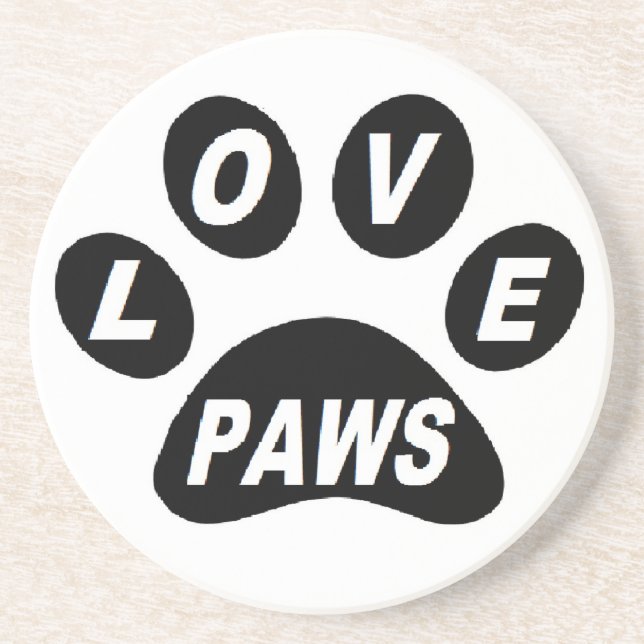 Untersetzer Liebe Paws auf schwarzen Paws (Vorne)