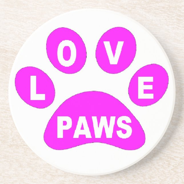 Untersetzer-Liebe Paws Pink Sandstein Untersetzer (Vorne)