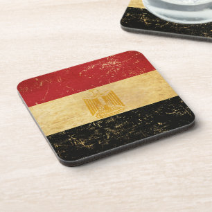 Untersetzer mit ägyptischer Flagge im Vintage-Grun