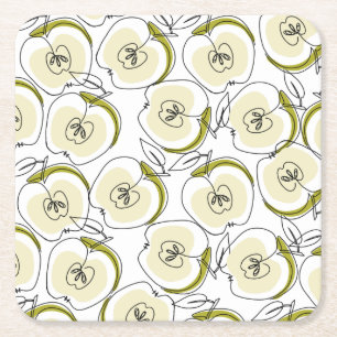 Untersetzer mit Apfel gezeichnet.