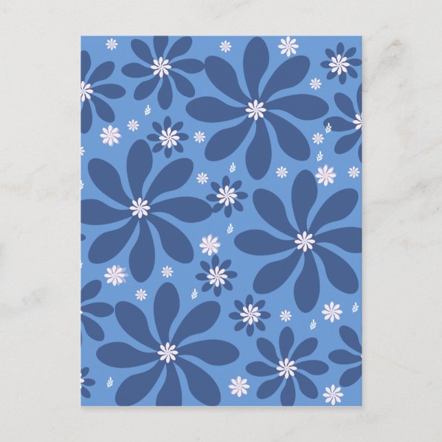 Untersetzer mit blauem Blumenmuster - Stilvolle Sc Einladungspostkarte (Vorderseite)