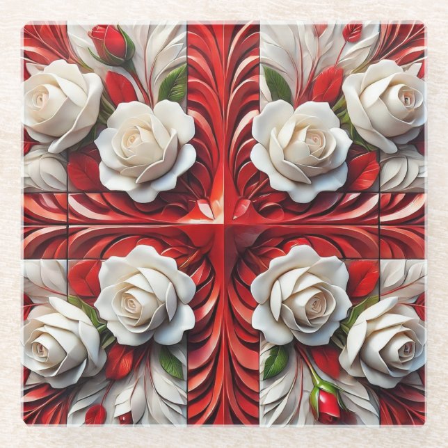 Untersetzer mit englischen Rose Design (Vorderseite)