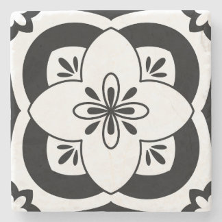Untersetzer mit floralen Fliesen - Schwarz