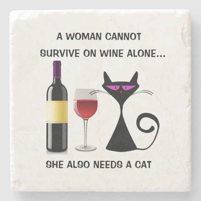 Untersetzer mit Frauen kann nicht allein auf Wein  (Vorderseite)