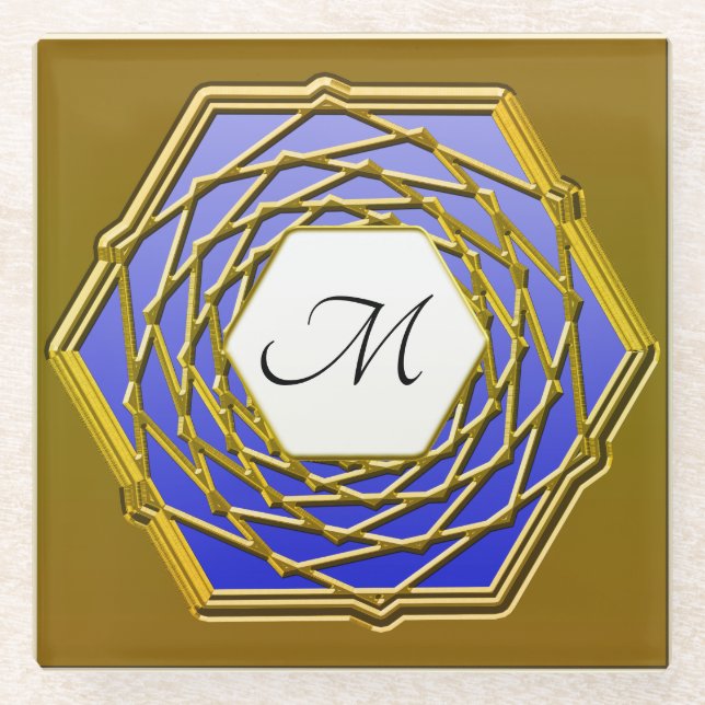 Untersetzer mit Gold, Irisfarbhexagon (Vorderseite)