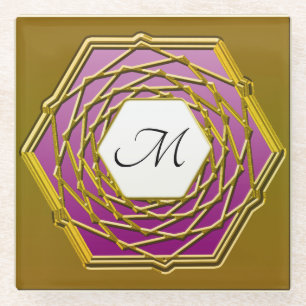 Untersetzer mit Goldweindesign mit Rotem Hexagon