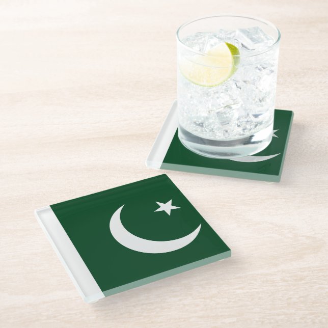 Untersetzer mit pakistanischer Flagge (Schrägansicht)
