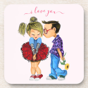 Untersetzer mit romantischem Paar - Liebe