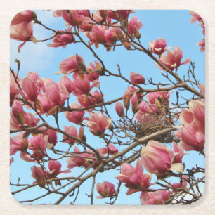 Untersetzer mit rosa Blüte, Vogelnest