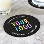 Untersetzer mit schwarzen Pulpboards mit Business-<br><div class="desc">Personalisieren Sie unsere runden Pulpboard Papier Untersetzer mit Ihrem Firmenlogo und individuellem Text. Es handelt sich um eine 50-Punkte-Pulpboard mit gekrümmtem Text und einem einfachen minimalistischen Design. Entworfen in Schwarz und anderen Farben (alle Farben sind anpassbar). Die Größe beträgt 12 cm x 12 cm und wird in Sets von 6...</div>