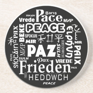 Untersetzer Multi Language Peace Mandala Design