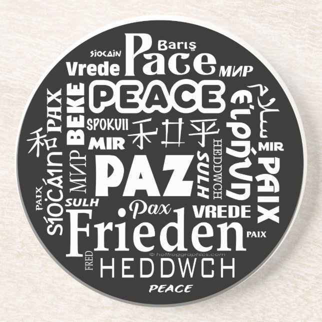 Untersetzer Multi Language Peace Mandala Design (Vorne)
