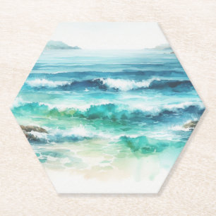 Untersetzer Ocean Waves Beach Aquarellbilder