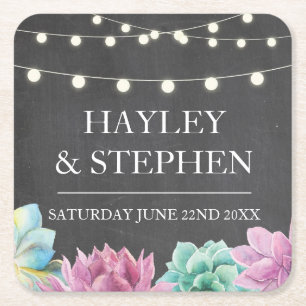 Untersetzer-Pastellesucculents-rustikales Rechteckiger Pappuntersetzer