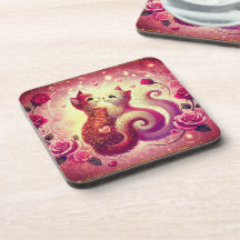 Untersetzer - Rosa Muschi Katzen