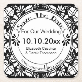 Untersetzer Save the Date - elegant Schwarz und We