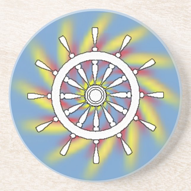 Untersetzer - Schiffrad mit spiralförmigen Hinterg (Vorne)