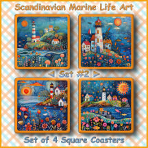UNTERSETZER SET (4) - skandinavische Meereslebewes
