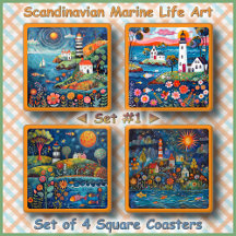 UNTERSETZER SET (4) - Skandinavische Meereslebewes