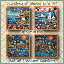 UNTERSETZER SET (4) - Skandinavische Meereslebewes