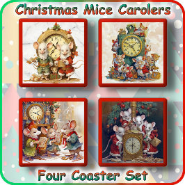 UNTERSETZER SET (4) - Weihnachtsmäuse Carolers