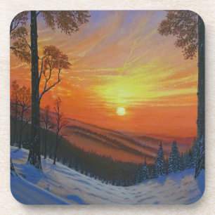 Untersetzer-Set - "Sonnenuntergang über dem schnee Getränkeuntersetzer