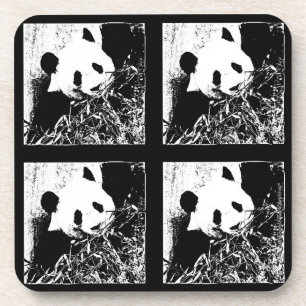 Untersetzer, Set von 6, Riesiger Panda Schwarz & W Untersetzer