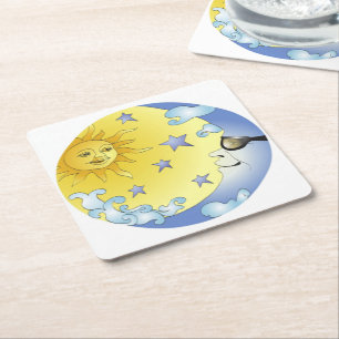 Untersetzer/Sonne, Mond und Sterne mit benutzerdef Rechteckiger Pappuntersetzer