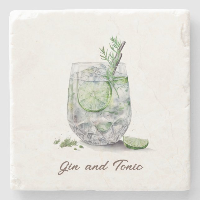 Untersetzer, Stein - Gin und Tonic Steinuntersetzer (Vorderseite)