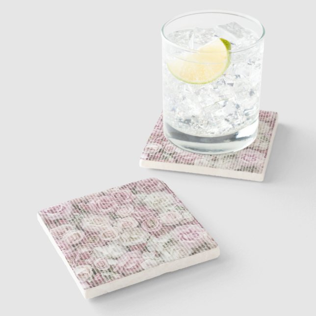 Untersetzer - Stein - viktorianische Rosen Collage (Seitenansicht)