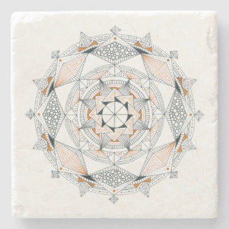 UNTERSETZER Stone Marble w/ Mandala Design Brown