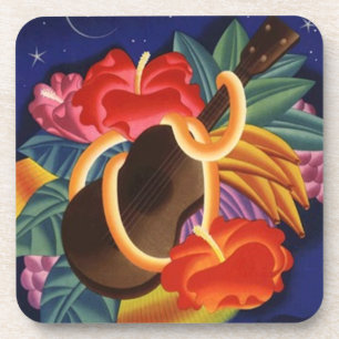 Untersetzer Tiki Barukulele-Hibiskus-tropische