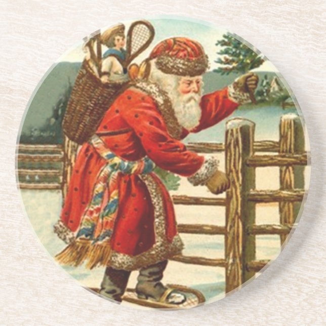 Untersetzer-Vintages Weihnachten Sankt auf den Untersetzer (Vorne)