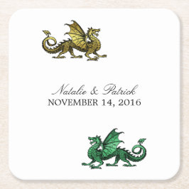 Untersetzer von Golddrachen für Hochzeitspapier