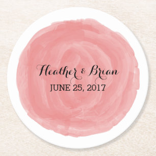 Untersetzer von Red Round Watercolor Hochzeitspapi