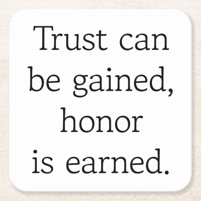Untersetzer von Trust & Honor Paper (Vorderseite)