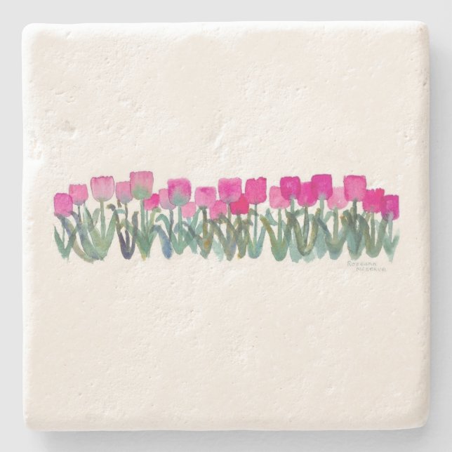 Untersetzer Wasserfarbe Rosa Tulips (Vorderseite)