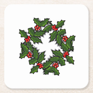 Untersetzer - Wraath of Holly Blätter and Berries