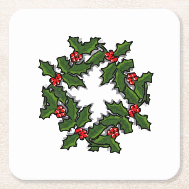 Untersetzer - Wraath of Holly Blätter and Berries (Vorderseite)